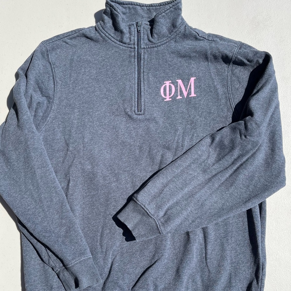 Phi Mu Charcoal Quarter Zip sweatshirt